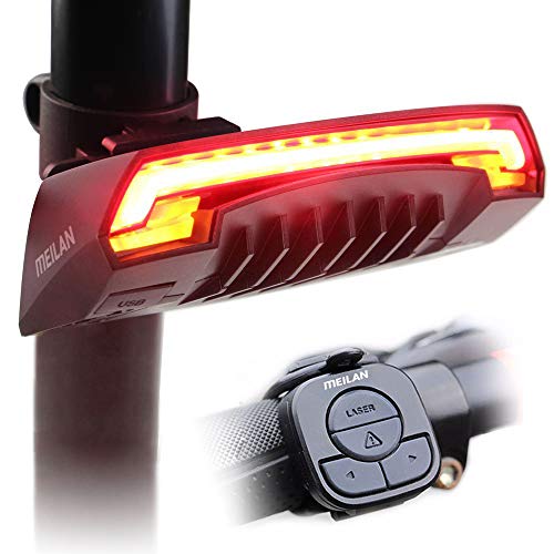 MEILAN X5 Smart Bike Tail Light with Turn Signals and Automatic Brake Light Wireless Remote Control Bike Rear Light Back USB Rechargeable Safety Warning Cycling Light Fits on Any Road Bicycle - color: 1 Pack