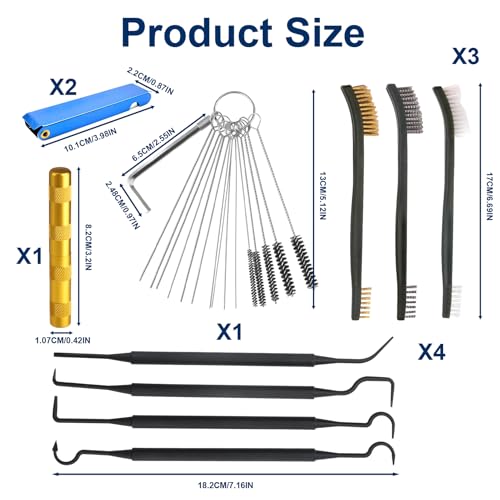 11 Pack Carb Cleaning Kit, Torch Tip Dirt Removal Set for Jets Nozzles Orifices, Throttle Body Tools for Chainsaw Motorcycle ATV Carb Welding Stove Shower Head Maintenance - style: 36 Needles & 8 Brushes & Wrench & 5 Picks