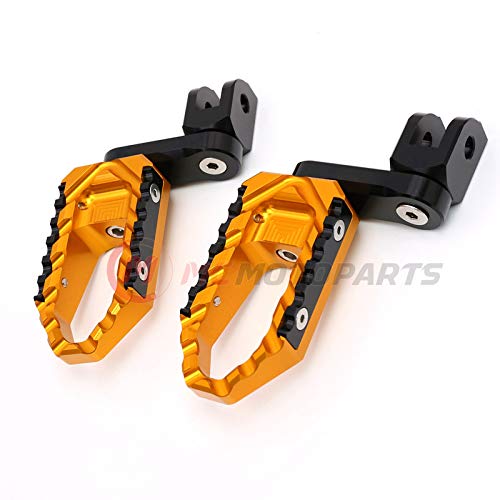 MC MOTOPARTS Gold 40mm Lowering Front Wide Touring Footpegs Compatible with MT-07 MT-09 Tracer 13-18 YZF R3 15-18 MT-10 - color: Gold, size: 40mm Extension