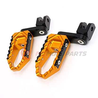 MC MOTOPARTS Gold 40mm Lowering Front Wide Touring Footpegs Compatible with MT-07 MT-09 Tracer 13-18 YZF R3 15-18 MT-10 - color: Gold, size: 40mm Extension