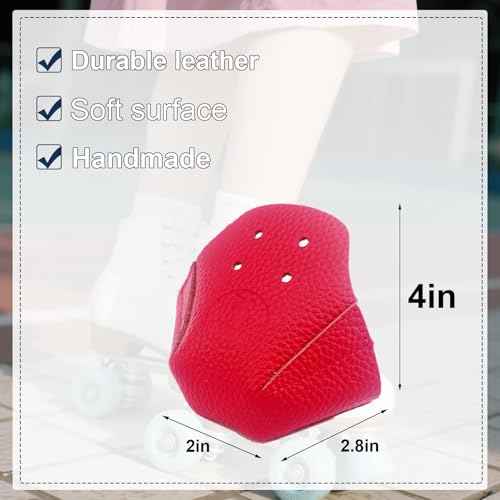 100% Real Cowhide | Toe Cap Guard Protectors | Roller Skate Derby Speed 1 Pair(Red) - color: Red