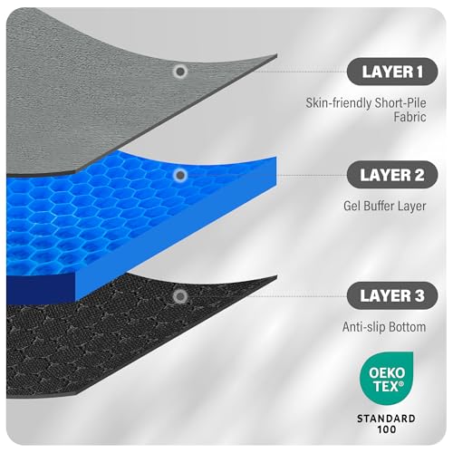 SPRING SEAON Large Gel Seat Cushion for Pressure Relief – Honeycomb Buffer Design with Extra Thick Filling, Anti-Slip Bottom, Perfect for Long Sitting, Travel, Airplane and Daily Comfort (Gray) - color: Gray