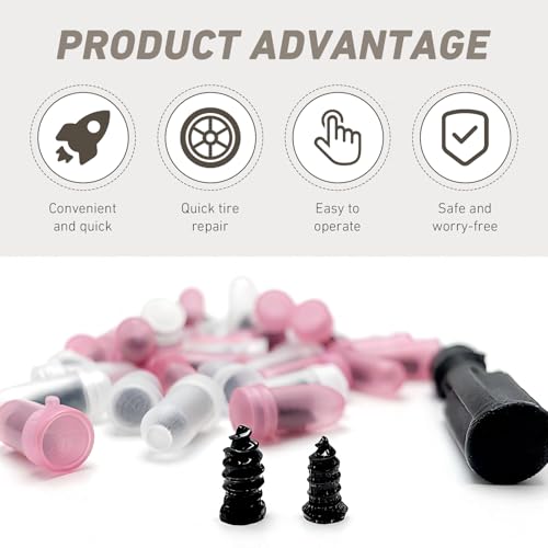40PCS Car Tire Repair Nails Kit, Vacuum Tire Puncture Repair Screw Tool Kit, Outdoors Self-service Quick Puncture Maintenance Accessories, for Most Cars, Motorcycles, ATVs (Black)