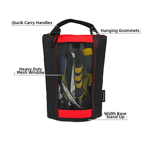 MELOTOUGH Fastener Bag Utility Canvas Zipper Tool Bag Heavy Duty Mesh Window, Hanging Grommets (Red 2 pack） - color: Red color