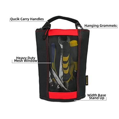 MELOTOUGH Fastener Bag Utility Canvas Zipper Tool Bag Heavy Duty Mesh Window, Hanging Grommets (Red 2 pack） - color: Red color
