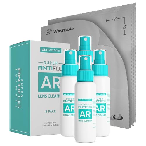 Anti Fog Lens Cleaner Spray Kit | (4) 2oz Anti Fog Glasses Cleaner Spray + (4) Microfiber Cloth for Eyeglasses, Goggles, Sunglasses, Mirror - Eyeglass Defogger Spray Cleaning Kit (8 Piece Set) - size: 2 Fl Oz (Pack of 4), style: 4x2oz Lens Spray + 4 Micro
