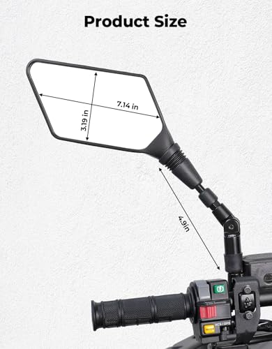 KEMIMOTO ATV Mirrors, 8MM 10MM Foldable Motorcycle Mirrors with 7/8" Handlebar Mounts, Clear Vision, Fit ATV Motorcycle Scooter Bike, Compatible with Polaris Sportsman, Outlander, Raptor