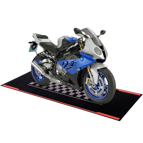 Drydiet Motorcycle Mat Garage Floor Rug Washable Parking Mats for Garage Floors Non Slip Oil Absorbent Pad Rubber Backing Layer Protects Floor(Track Style,98 x 40 Inch) - size: 98 x 40 Inch, style: Track Style