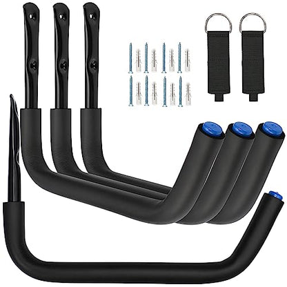 Kayak Storage Hooks, 15Inch Heavy Duty Garage Wall Mount Rack, Garage Storage Hangers for Canoe, Surfboard, Snowboard (19G-15Inch, 4pack) - size: 15inch