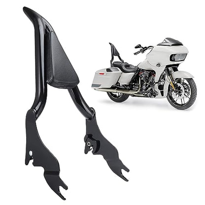 Detachable Motorcycle Sissy Bar, Passenger Backrest Rear Pad Fit for Harley Touring CVO Road Glide Street Road King 2009-2022 (18 inch Black) - size: 18 inch