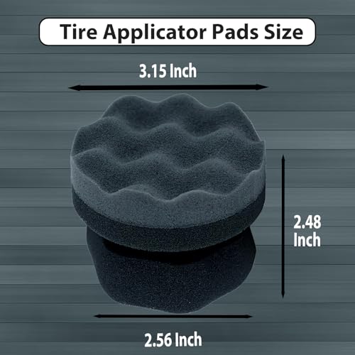 Tire Shine Applicator Pads, 2 Pcs Tire Dressing Applicator, Reusable Tire Shine Sponge Wave Contoured for Car Detailing, 3.15inch - size: 3.15inch-2 Black