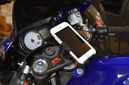 Techmount Universal Motorcycle Phone Mount Kit — Fork Stem GPS/Smartphone Holder — Fits 13-24 mm Stem — Secure Motorcycle Cellphone Mount - Made in USA