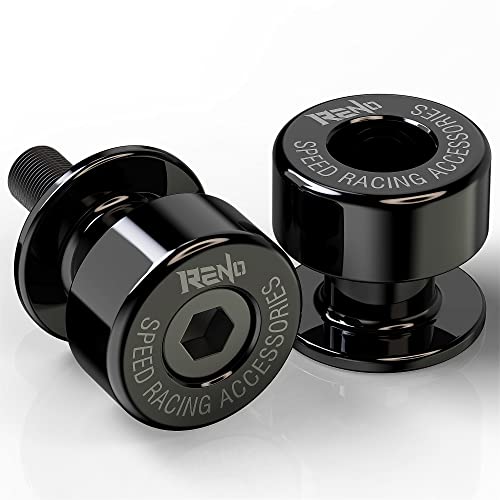 RENO SP1-M6 Aluminum Motorcycle Swingarm Spools Slider PRO, Universal 6MM Compatible with YZF R1 LE R1M R1S R3 FZS1000 FZ1 R6 R6S R7 R9 600R RSV4 RS 125 250 600 (Black, 2 Pcs) - color: Aluminum (smooth), size: 6MM