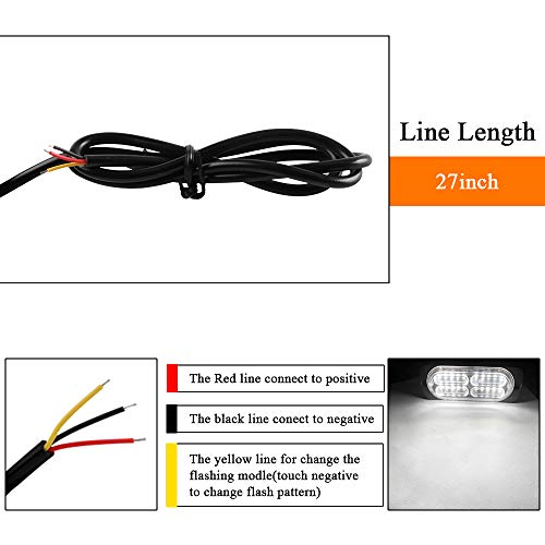 12-24V 20-LED Super Bright Emergency Strobe Warning Caution Hazard Construction Waterproof Flashing Strobe LED Light Bar Surface Mount for Car Truck SUV Van (White) - color: White