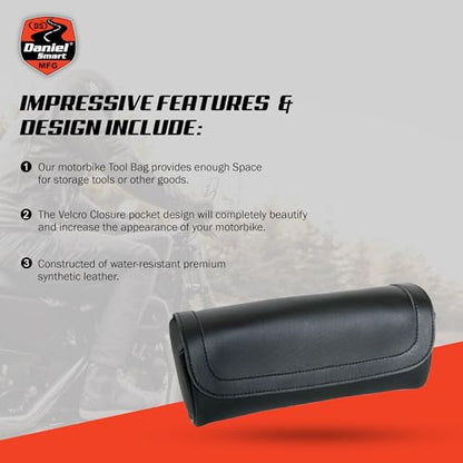 Daniel Smart Motorcycle Large Tool Bag - Premium Synthetic Leather with Classic Black Design - style: Ds5701