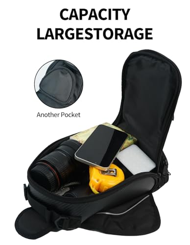 Motorcycle Tank Bag Universal Waterproof Oxford Fabric with Strong Magnetic，Magnetic Tank Bag, fits Harley Davidson, Indian, Honda, Yamaha, Suzuki and more - size: 6L
