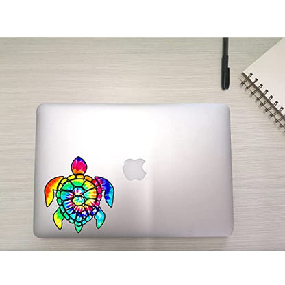 2 Pack Turtle Tie Dye Reflective Vinyl Car Decals Stickers Van Trucks Women Men Motorcycle Laptop Decals Skateboard Bike Bumper Window 5.1" - color: Turtle-1