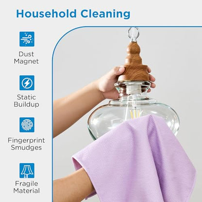 Microfiber Glass Cleaning Cloth, White Purple Blue, 6 Pack | 15.5x15.5 Inches Lint Free Streak Free Stainless Steel Cloth For Window Screen Car - color: Blue Purple White