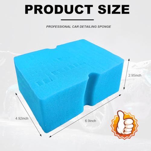 Car Wash Sponge, Large Scratch-Free Cross Cut Sponge for Soap and Rinseless Washing, Durable Ultra Soft Foam Grid Extra Absorbent Car Cleaning Sponge Pad, Car Accessories (Sky Blue) - color: Sky Blue