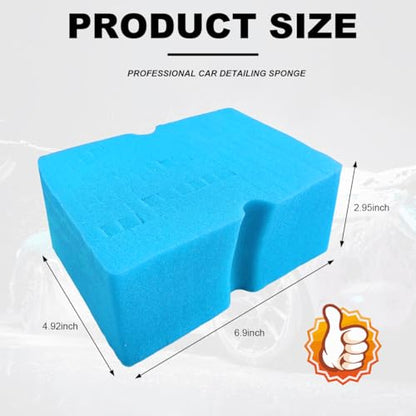 Car Wash Sponge, Large Scratch-Free Cross Cut Sponge for Soap and Rinseless Washing, Durable Ultra Soft Foam Grid Extra Absorbent Car Cleaning Sponge Pad, Car Accessories (Sky Blue) - color: Sky Blue