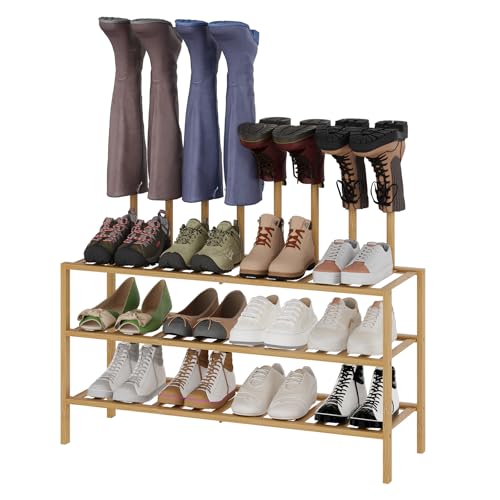 Boot Rack for Tall Boots Organizer,3-Tier Multiuse Shoe Rack and Boot Storage Rack,for Tall Boots,Sneakers,High-Heel (Natrual, 3-Tier-Long) - color: Natrual, size: 3-tier-long