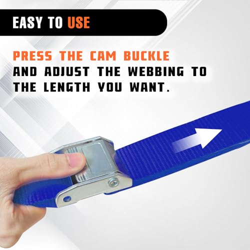 2PK 1.5" x 8FT Motorcycle Tie Down Straps, 3,000lb Break Strength, Heavy Duty Cambuckle, Safety S-Hooks & Soft Loops for Dirt Bike, ATV, UTV, Boat, and Kayak, Durable and Easy to Use, Blue - color: Blue
