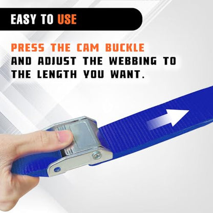2PK 1.5" x 8FT Motorcycle Tie Down Straps, 3,000lb Break Strength, Heavy Duty Cambuckle, Safety S-Hooks & Soft Loops for Dirt Bike, ATV, UTV, Boat, and Kayak, Durable and Easy to Use, Blue - color: Blue