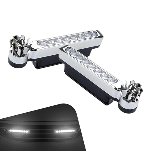 2 PCS Wind Powered Car Grille Light, 8 LED Waterproof Wind Energy Daytime Running Light, Wire Free Self-Adhesive Exterior Decoration Lamp, Universal for Car & Motorcycle (White) - color: White