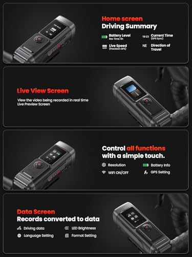 AKEEYO AKY-730Pro 4K Motorcycle/Bike Dash Cam,60FPS Action Camera with EIS Stabilization,1.14" Touchscreen, Built-in GPS, IP66 Waterproof, Up to 6 Hours of Battery Life,Loop Recording,Parking Monitor