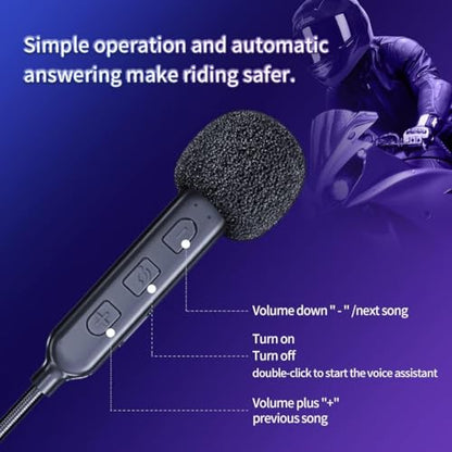 BT40 Motorcycle Helmet Bluetooth Headset, Black, Wireless, Bluetooth 5.0, IP67 Waterproof, 90H Playtime, Modern Style, Adult Unisex, Compatible with Smartphones, MP3, GPS