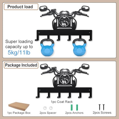 MAYJOYDIY Motorcycle Metal Key Hook Racing Scooter Coat Rack Wall Mounted 15.7×9.8inch Art Wall Decor Key Holder Organizer Rack with 6 Hooks for Gift Coats Hats Towels Bags Hanging - style: Motorcycle Head