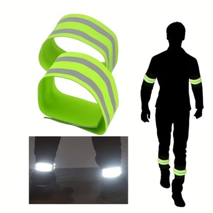 2 Pcs Reflective Pant Bands, High Visibility Elastic Leg Straps for Cycling, Night Running, Safety