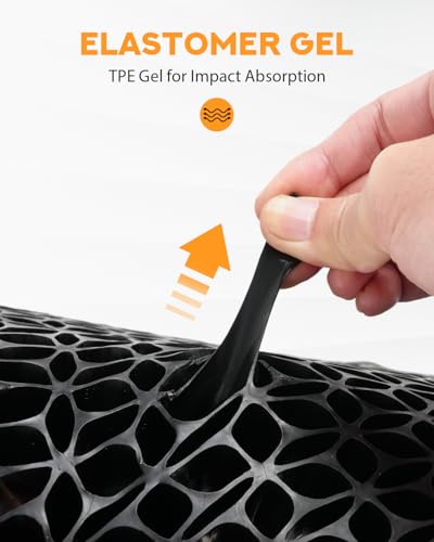 PBYMT Universal Motorcycle Gel Seat Pad, Motorcycle Seat Cushion with Sunshade Cover, Large 3D-Honeycomb Structure TPE Shock Absorption and Breathable for Long Rides