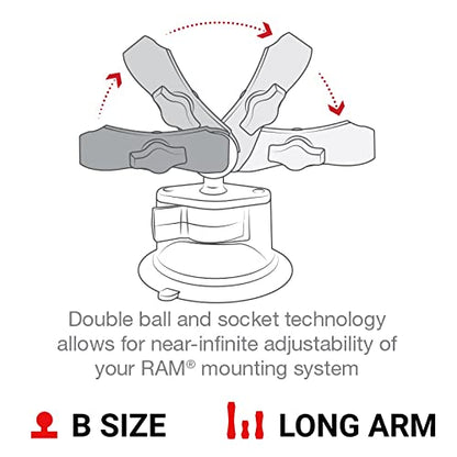 RAM MOUNTS X-Grip Large Windshield Phone Mount – Twist-Lock Suction Cup with Long Arm (RAM-B-166-C-UN10U) - style: Long Arm