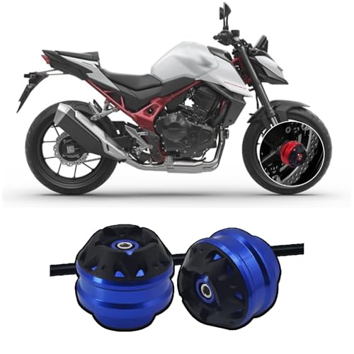 Suitable for CB750 Hornet 750 Hornet 750 cb750 2025 Front and Rear axle Front Fork Anti-Collision Slider Motorcycle Wheel Protector (Blue,Front) - color: Blue, style: Front
