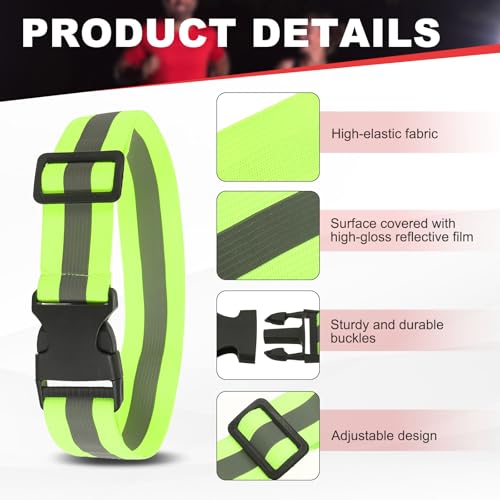 Reflective Safety Belt, Adjustable High Visibility Glow Belt Outdoor Running Gear Accessories - color: Fluorescent Green