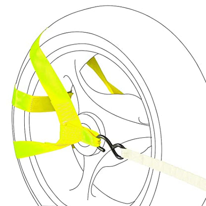 MOTO4U Universal Motorcycle Rear Wheel Tie down Strap in Yellow - color: yellow
