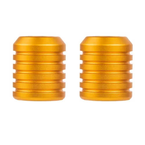 Advanblack CNC Aluminum Motorcycle Frame Sliders – Crash Bar Slider for Harley 1-1/4” Flat Out & Highway Crash Bars/Saddlebag Guards – Red, Gold, Black, Silver – Bolt-On Pair with Screws (Gold CNC) - color: Gold CNC