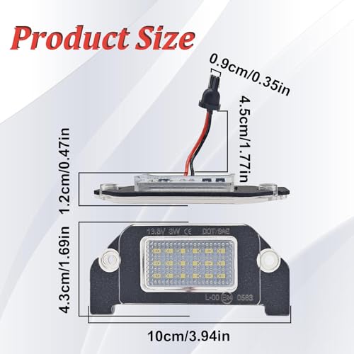 1PC LED License Plate Lights, 18-SMD 6000K White Rear Bumper Tag Lamps Assembly Compatible with D0dge Charger Challenger Avenger Magnum Dart, 4805846AA
