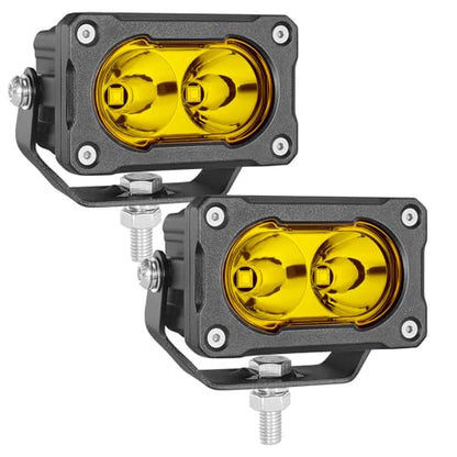 Yellow LED Pods, 2Pcs 40W 3 Inch Yellow Spot LED Light Pods Fog Lights Small Pod Lights Motorcycle Driving offroad Backup Bumper Light for Truck ATV UTV SUV Surron Pickup Boat - color: Yellow Spot Lights