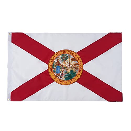 SYII Florida Boat Flag 12x18 Inch, Embroidery State of Floride FL Flags with 2 Brass Grommets, Heavy Duty Nylon Outdoor Banner for Yacht - color: 12x18 Florida Flag