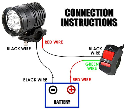Motorcycle Driving Light 12-60V 40W 3600LM LED Fog Light for ATV UTV Bike Car Truck Boat Forklift Waterproof LED Spotlight with 6 Light Beads High Low Strobe Beam Switch Universal (Black 1) - color: Black 1