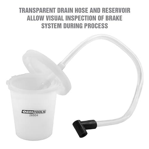 OEMTOOLS 26504 Brake Bleeder Kit, One Man Brake Bleeder Kit, 12" Transparent Hose with Reservoir, 3 Screw Adapters, Mess Free Easy Oil Disposal - style: Brake Bleeder Kit with Adapters
