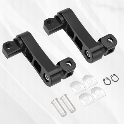 Highway Footpegs Adjustable Passenger Foot Pegs 2 1/4" Extension Brackets FootPeg Conpatible for Harley Dyna Sportster Softail Touring with Support Foot Pegs (Black) - color: Black