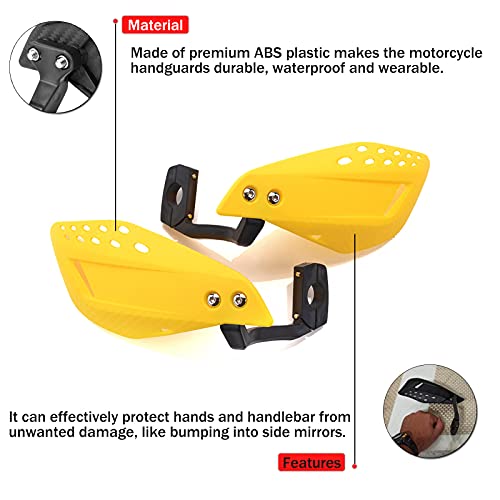 7/8" 22mm Motorcycle Handguards Handlebar Protector Gear for Dirt Bike ATV Yamaha Kawasaki Suzuki Honda(Yellow) - color: Yellow