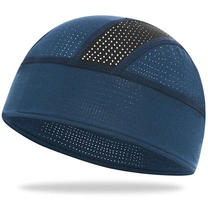 Cooling Skull Cap Helmet Liner-Lightweigh Mesh Sweat Wicking Beanie Caps for Hard Hat,Motorcycle,Cycling,Running - color: 1-navy Blue