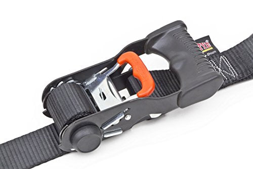 PowerTye 1.5in x 6ft Ergonomic Ratchet Tie-Down Kit w/Latching Hooks, Soft-Tyes, and Storage Bag - Made in USA - 1,000 lb. WLL / 3,000 lb. Breaking Strength - Black (Kit) - color: Black