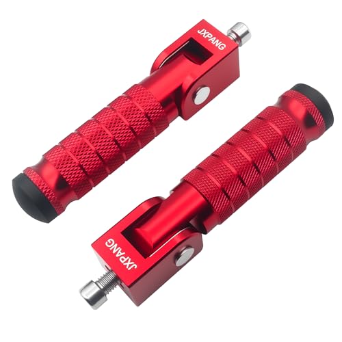 Universal Motorcycle Bicycle Folding Passenger Foot Pegs M8 Rearsets Rear Set Footrests Footpeg Foot Rest Peg Pedals For Bike Install Hole 8mm (Red) - color: Red
