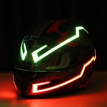 Motorcycle helmet light strip,Helmet EL Light Bar,Helmet Cycling LED Sticker Light Night Riding Signal Helmet Light for Motorcycle Bike Helmet (green) - color: Green