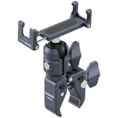 Motorcycle Phone Mount, Handlebar Clamp Base Fits 0.5"-2" Diameter Bars, 25mm Ball Head & Aluminum Socket Arm, 360° Rotatable, Universal for iPhone/Android Phones Width 2.56"-3.74"(KPS-07) - color: KPS-07